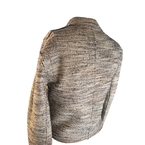 Theory Womens Tweed Cropped Zip Up Jacket Gray/Black Size Small EUC - Picture 4 of 8